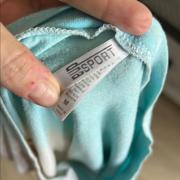 Women’s Cream and Blue Fitted Short Sleeve T-Shirt Tie Dye V-Neck Size M - Picture 6 of 7